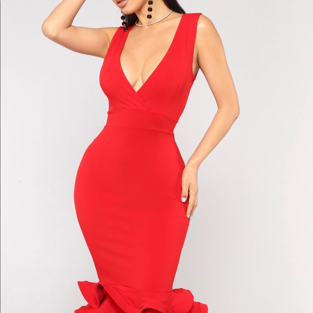 Red Ruffle Dress - Picture 2 of 4